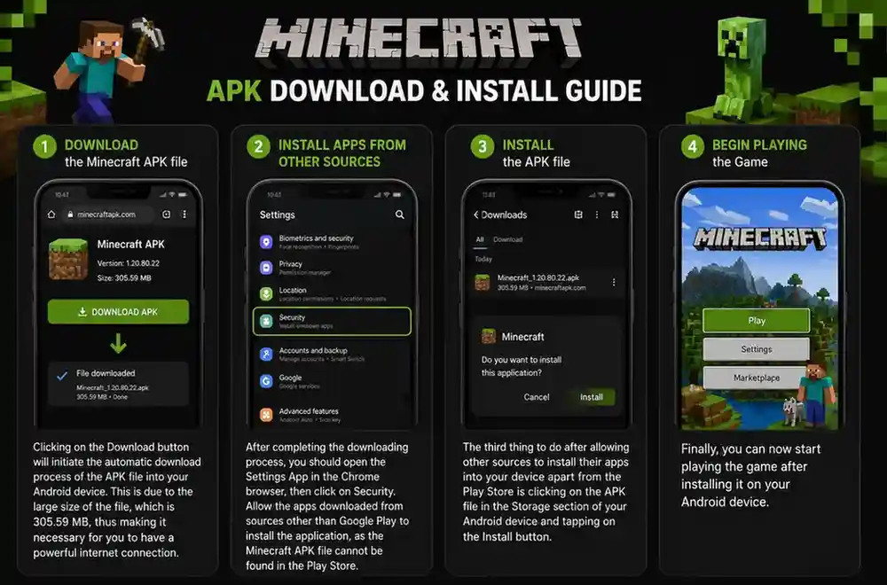 minecraft download for android minecraft apk download infographic